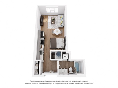 Floor plan for studio, 1 bath, 465 sqft